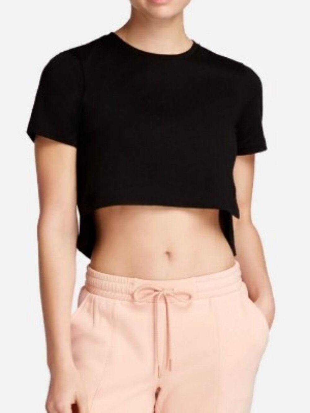 Jenna Dewan x Danskin high low cropped tee black women's size S NWT